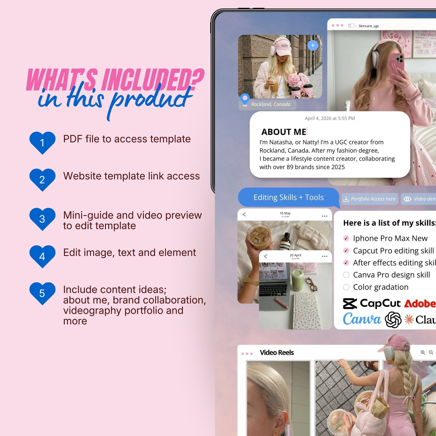Pink and Blue Website Link in Bio Landing Page Design Canva