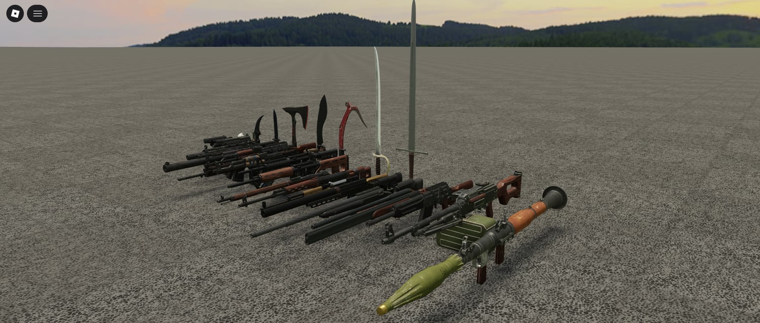 free Roblox weapon assets with knives and firearms