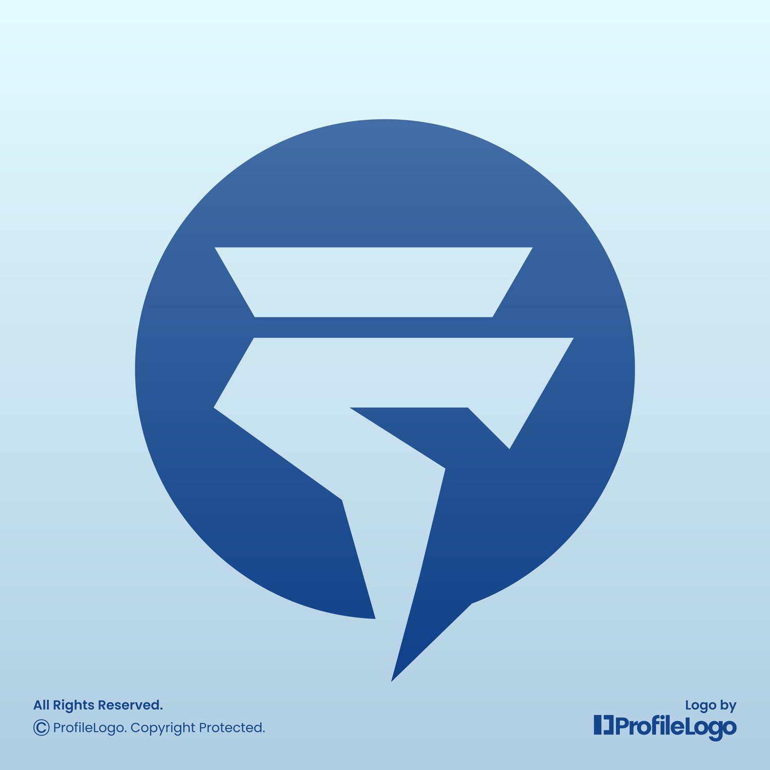 Modern eagle letter F logo for sale by ProfileLogo with light blue background
