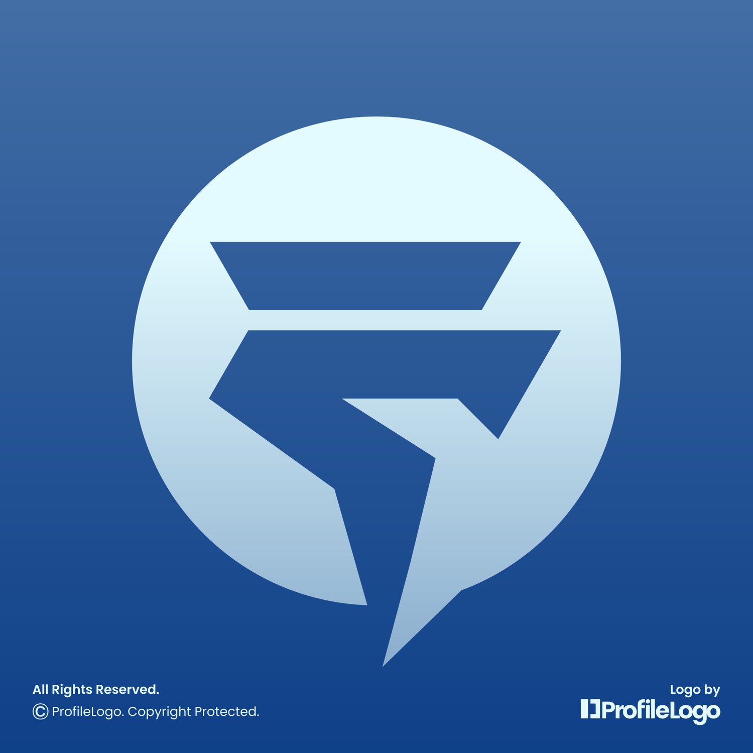Modern eagle letter F logo for sale by ProfileLogo with gradient blue background