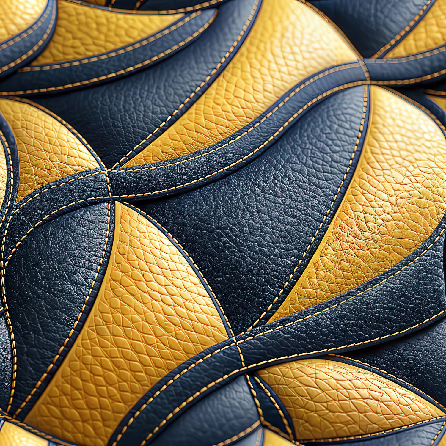 Luxury Leather Geometric Seamless Pattern Gold Blue Textured Abstract Background for Wallpaper and Textile Design