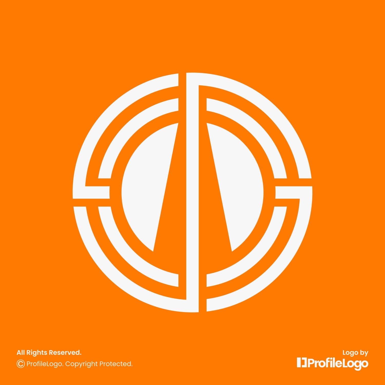 Abstract line circle circuit technology logo for sale by ProfileLogo with orange background