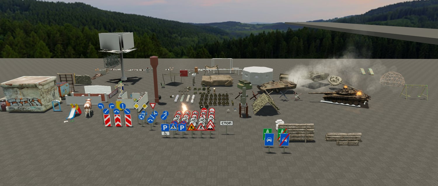 Free Roblox map props including barricades and traffic signs setup