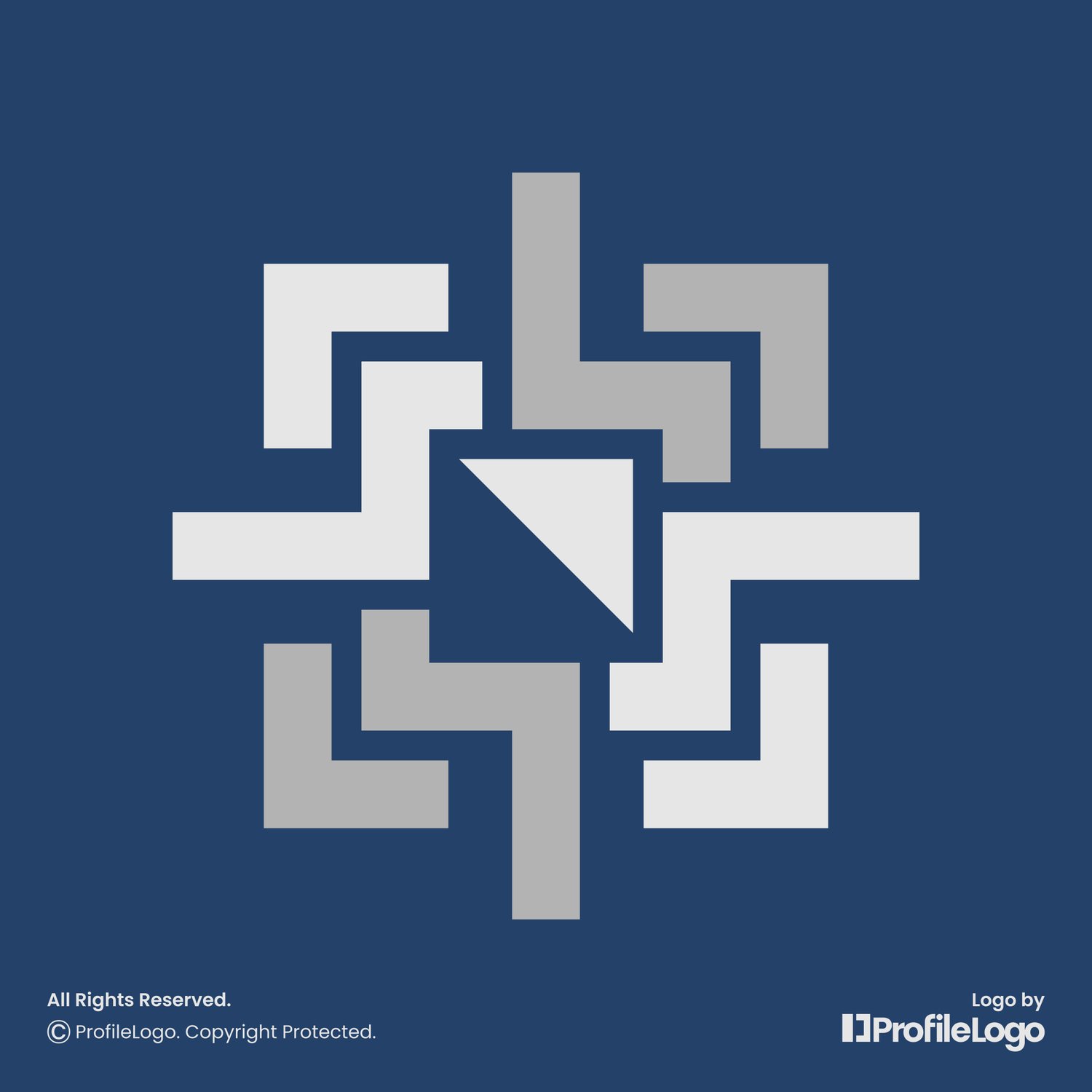 Abstract geometric square target logo for sale by ProfileLogo with blue background