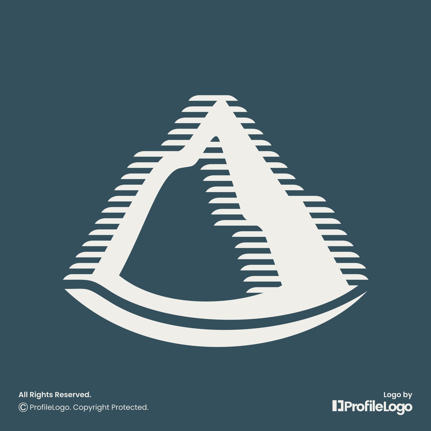 Minimalist stripe line mountain peak logo for sale by ProfileLogo with dark blue background