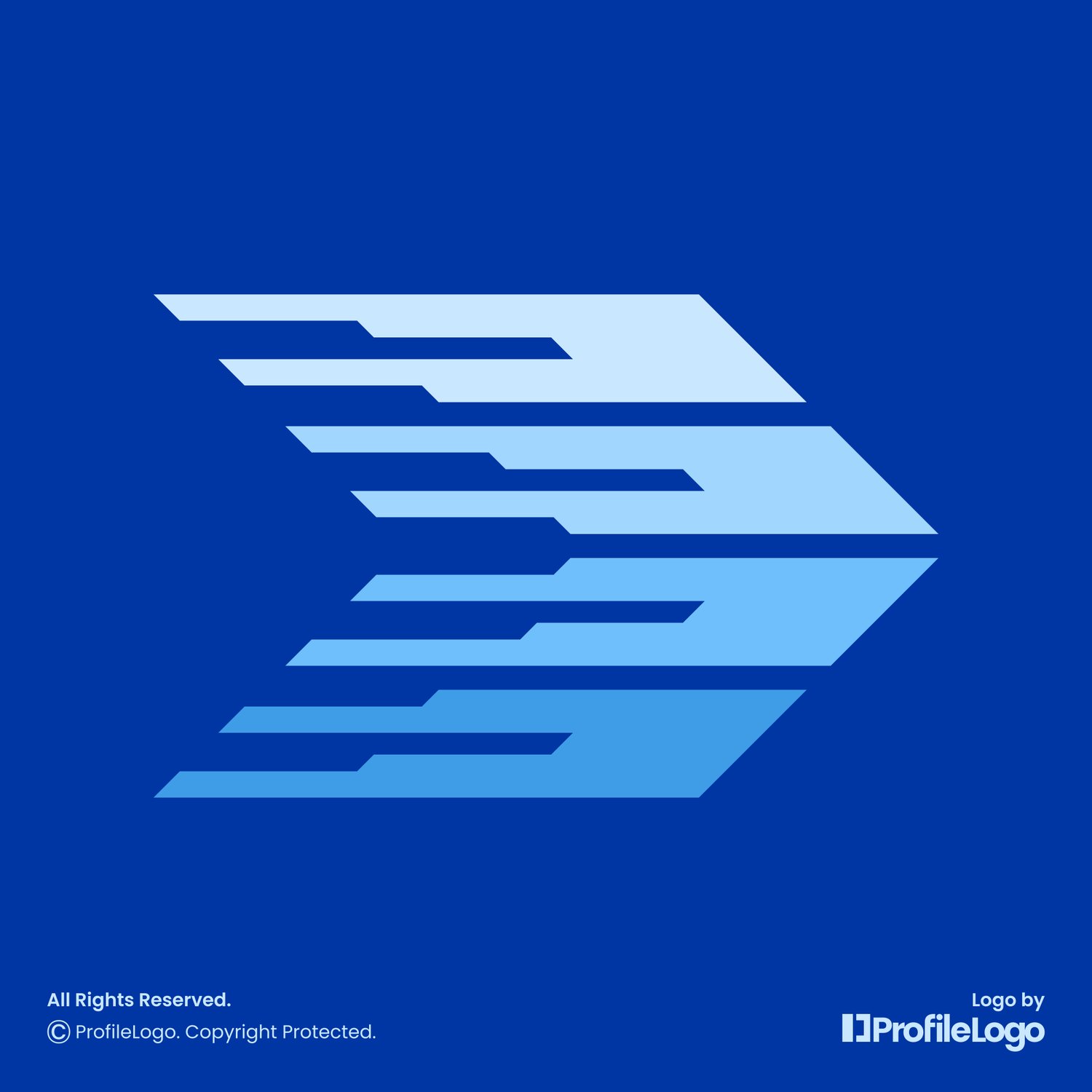 Modern stripe line next progress arrow logo for sale by ProfileLogo with dark blue background
