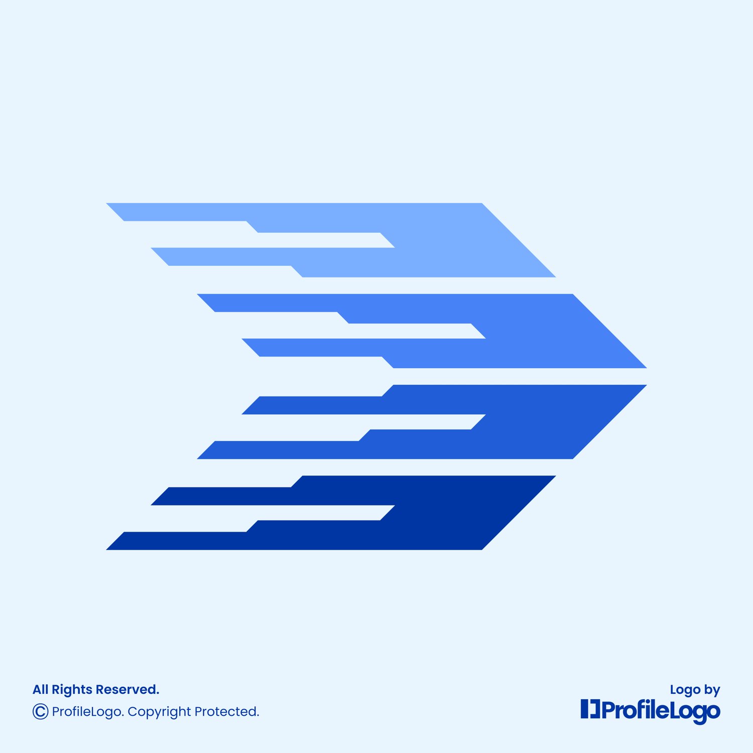 Modern stripe line next progress arrow logo for sale by ProfileLogo with light blue background
