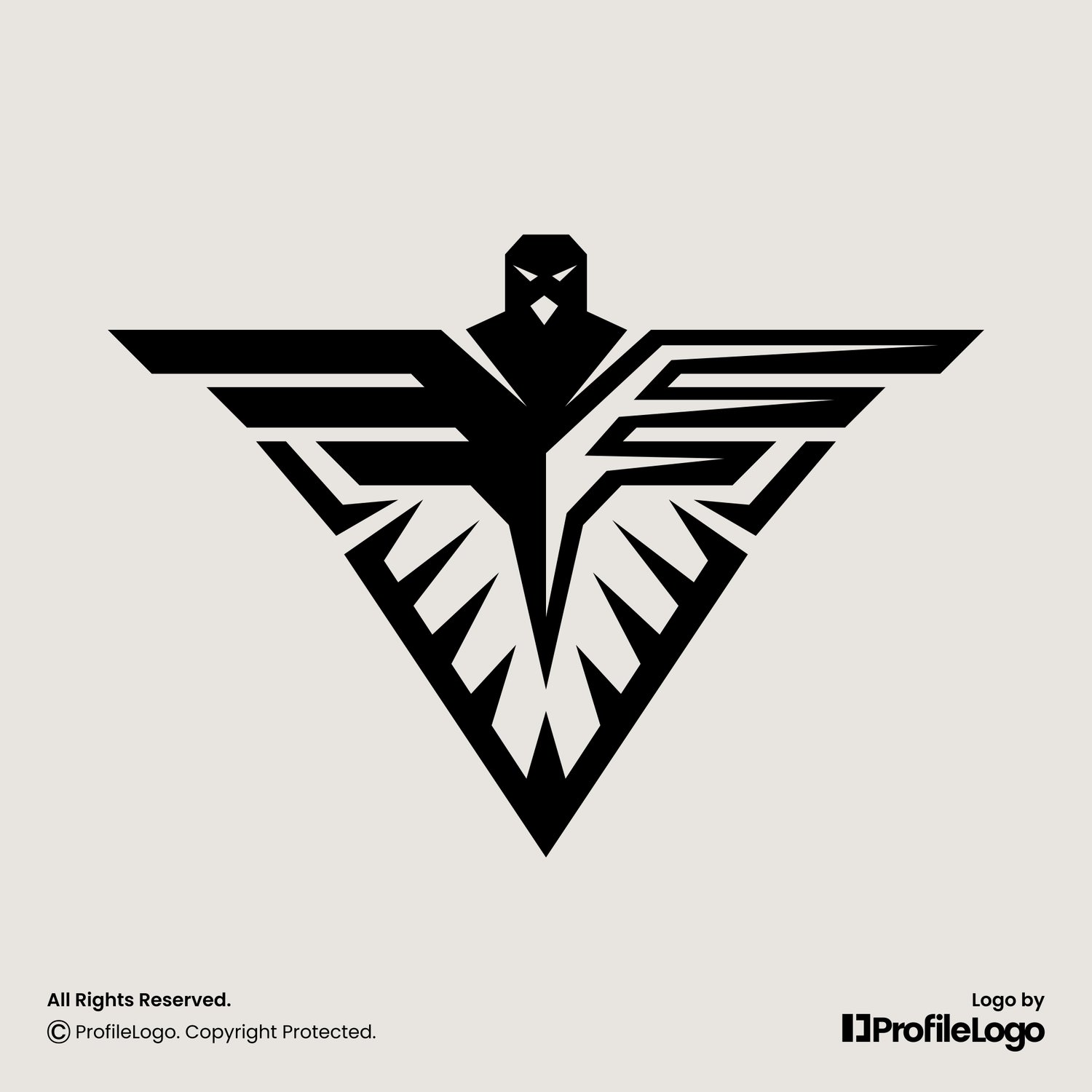 Strong abstract eagle bird logo for sale by ProfileLogo with light background