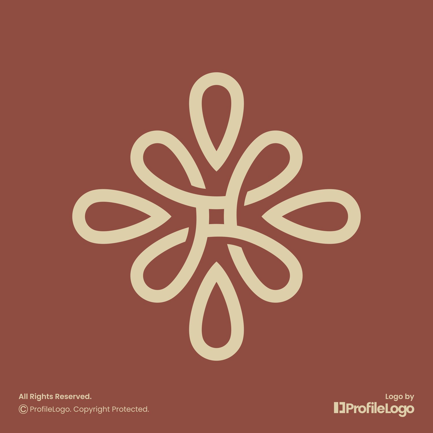 Elegant line blossom flower logo for sale by ProfileLogo with dark brown background