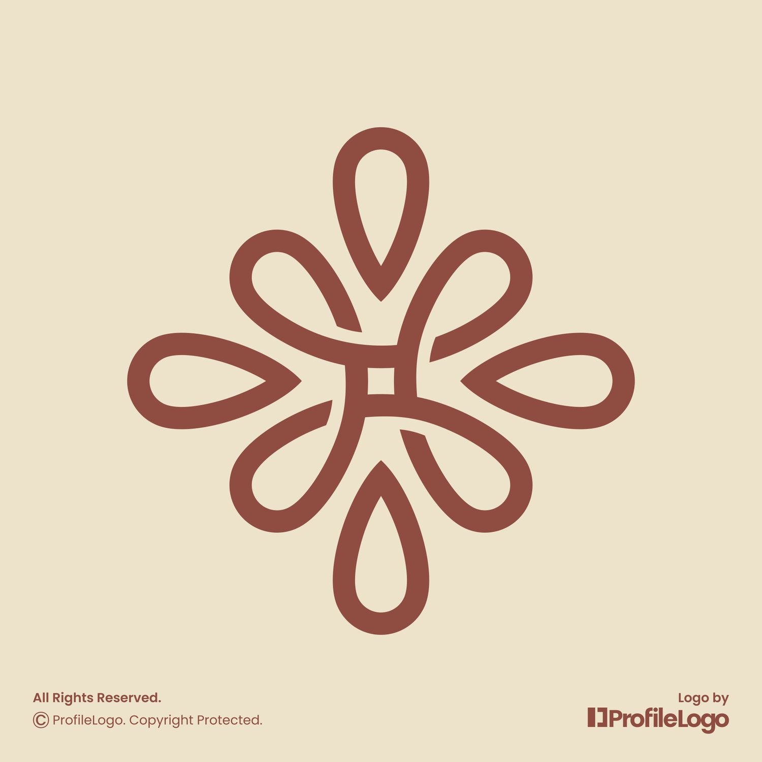 Elegant line blossom flower logo for sale by ProfileLogo with light brown background