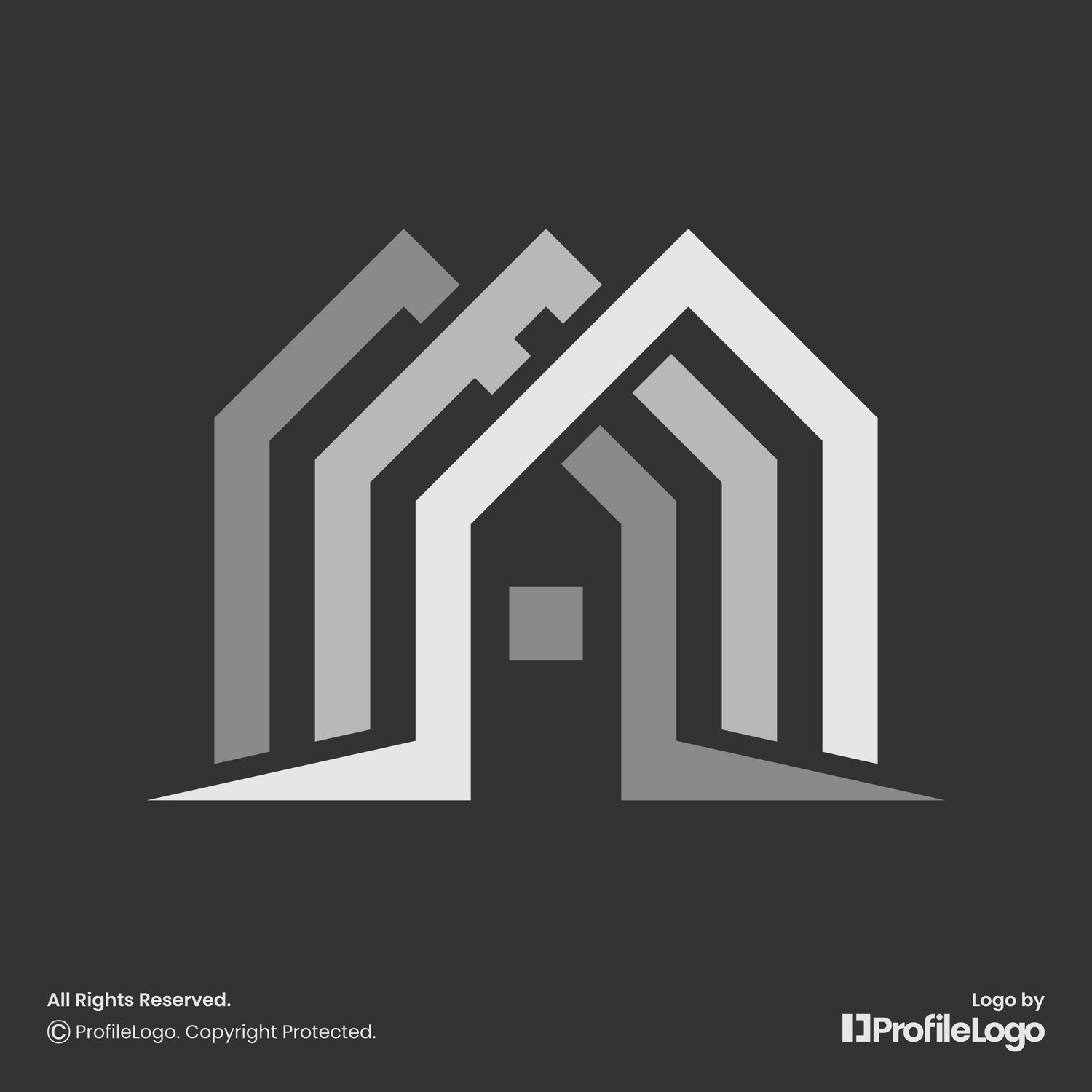 Minimalist structure home logo for sale by ProfileLogo with dark grey background