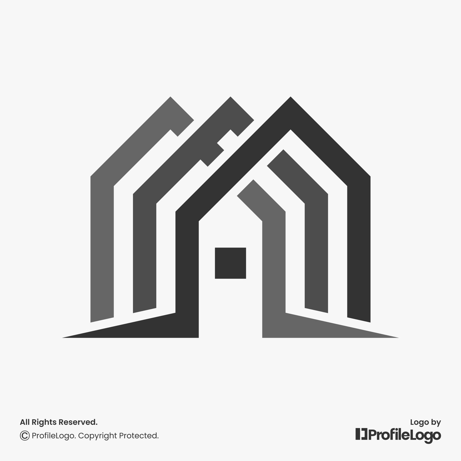 Minimalist structure home logo for sale by ProfileLogo with light grey background