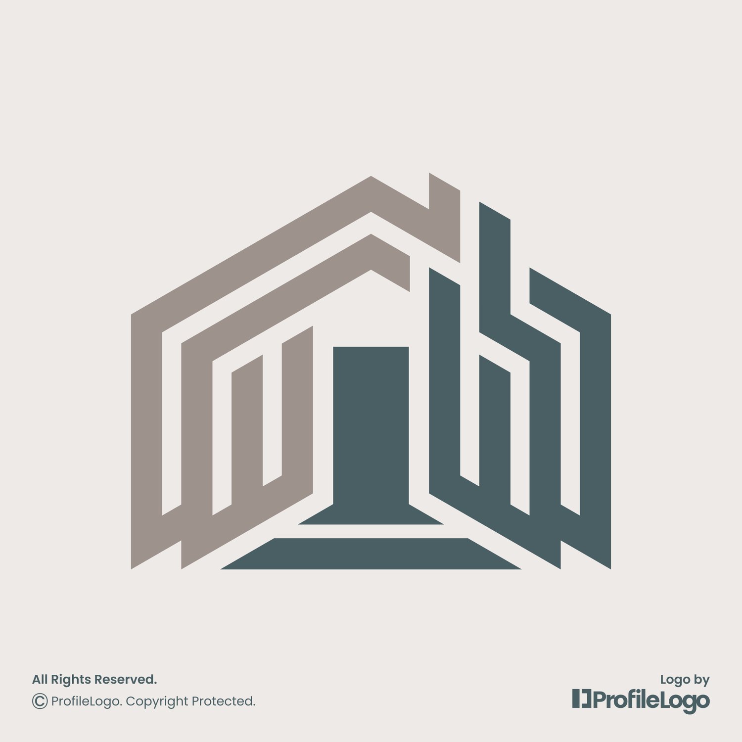 Minimalist structural building home logo for sale by ProfileLogo with light background
