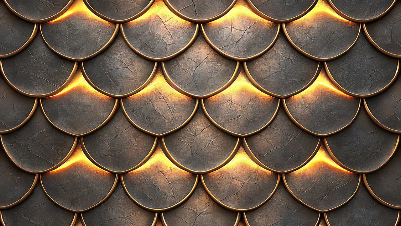Luxury Gold Scale Seamless Pattern Black Metallic Fish Scale Texture Elegant Background for Wallpaper and Fabric
