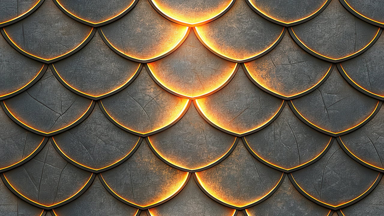 Luxury Gold Scale Seamless Pattern Black Metallic Fish Scale Texture Elegant Background for Wallpaper and Fabric