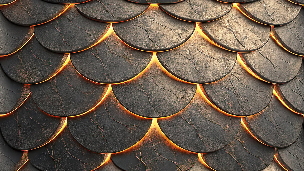 Luxury Gold Scale Seamless Pattern Black Metallic Fish Scale Texture Elegant Background for Wallpaper and Fabric