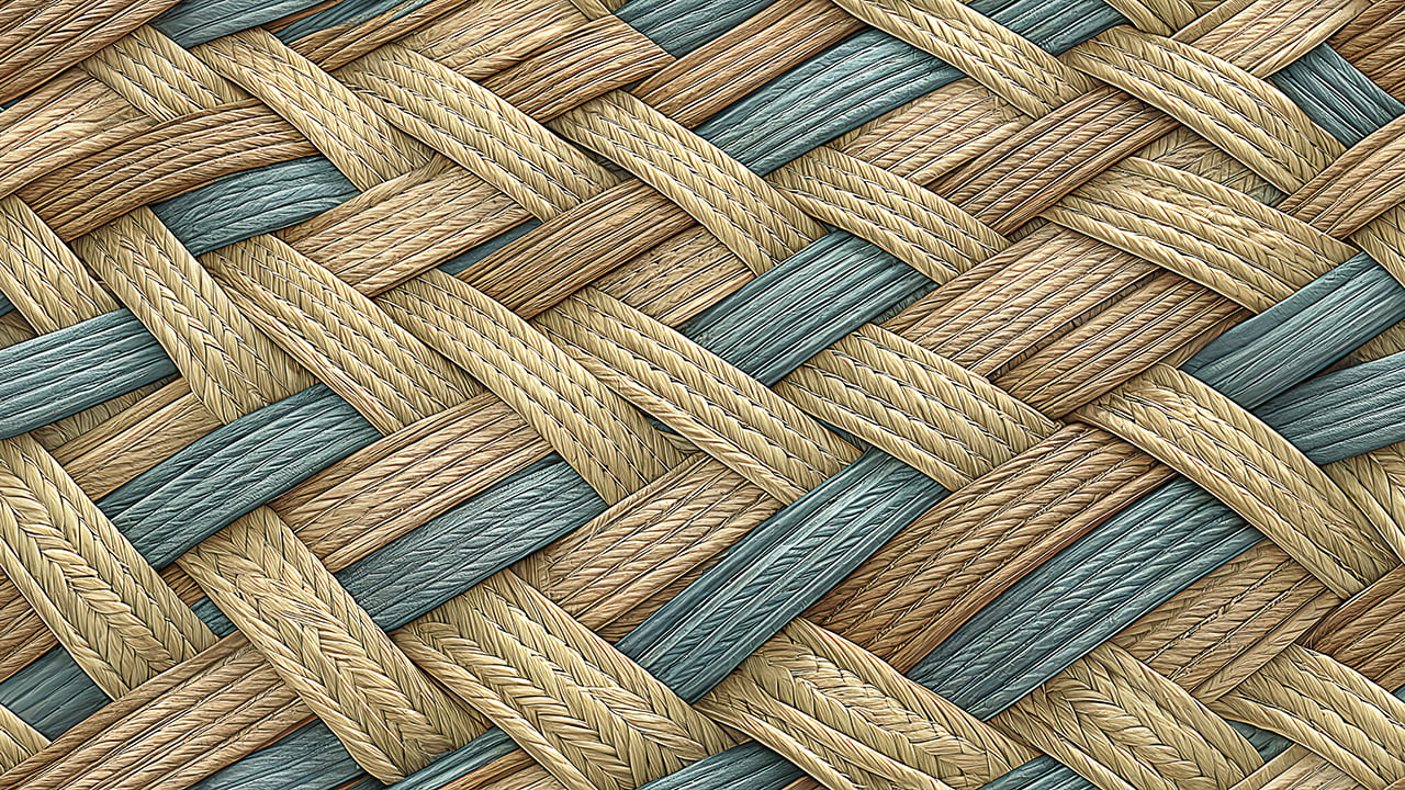 Woven Rattan Seamless Pattern Natural Straw Texture Boho Basket Weave Background for Wallpaper and Fabric