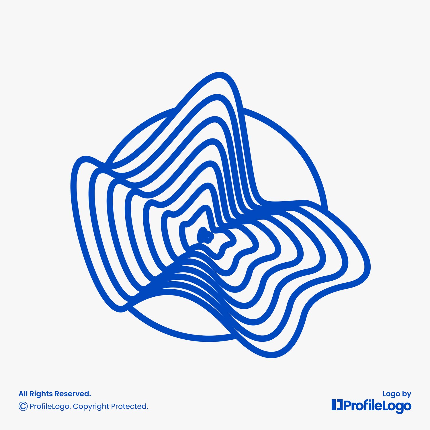 Contour line topographic landscape logo for sale by ProfileLogo with light grey background