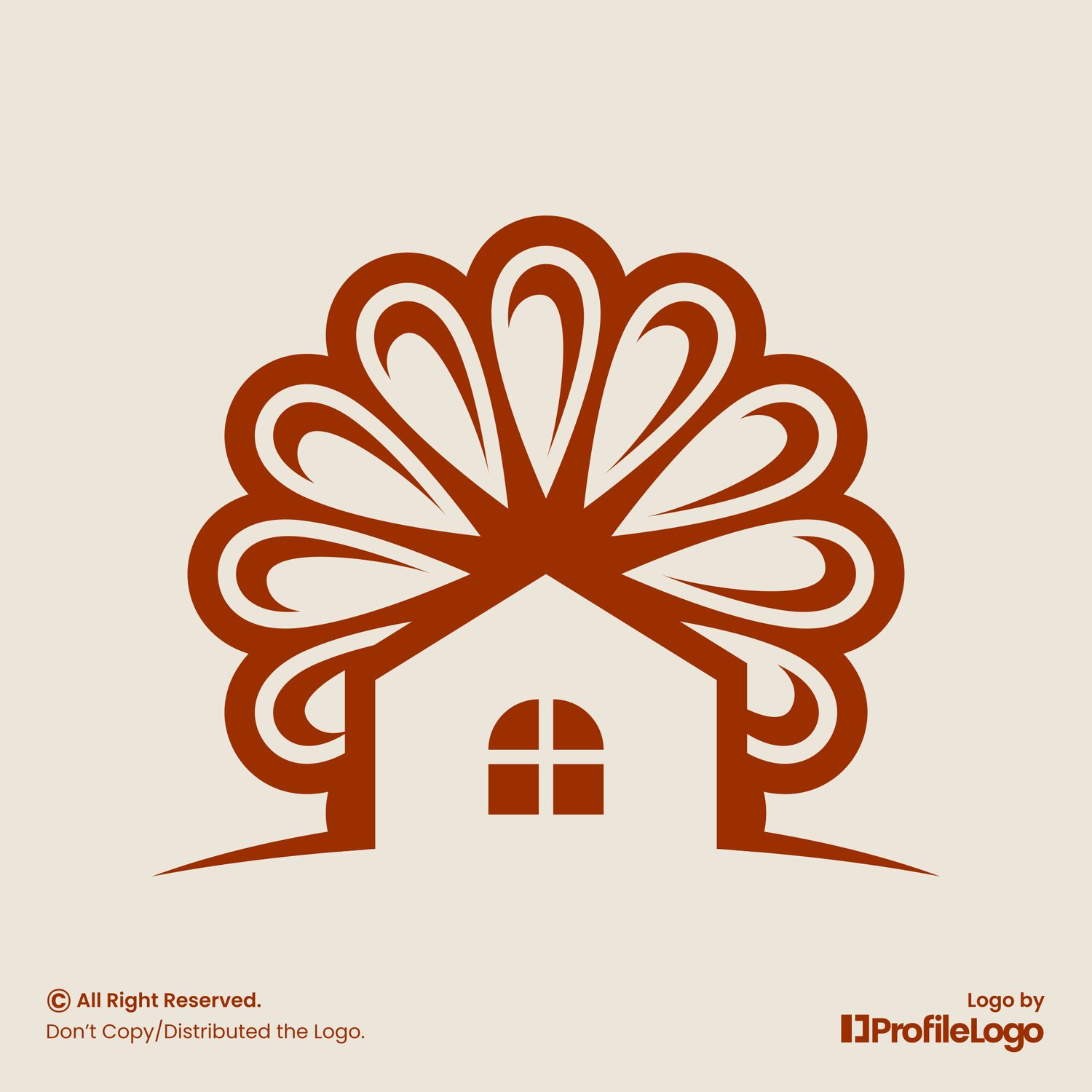 Blossom flower home logo for sale by ProfileLogo with light background