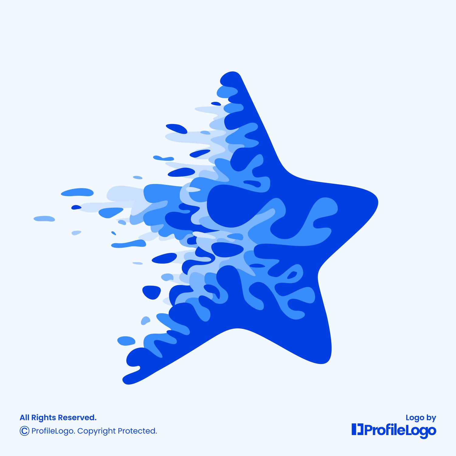 Colorful water splash star logo for sale by ProfileLogo with light blue background