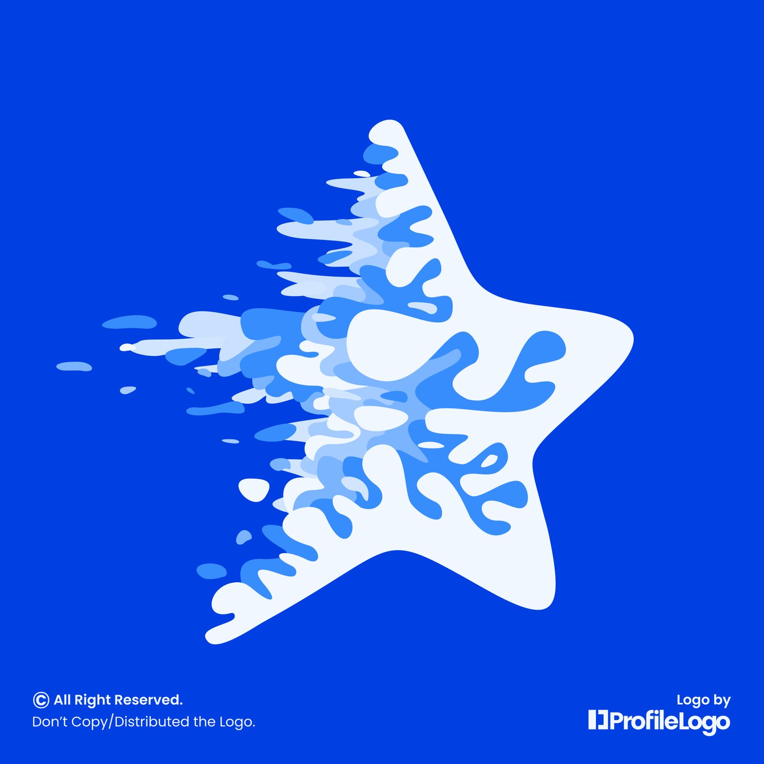 Colorful water splash star logo for sale by ProfileLogo with dark blue background