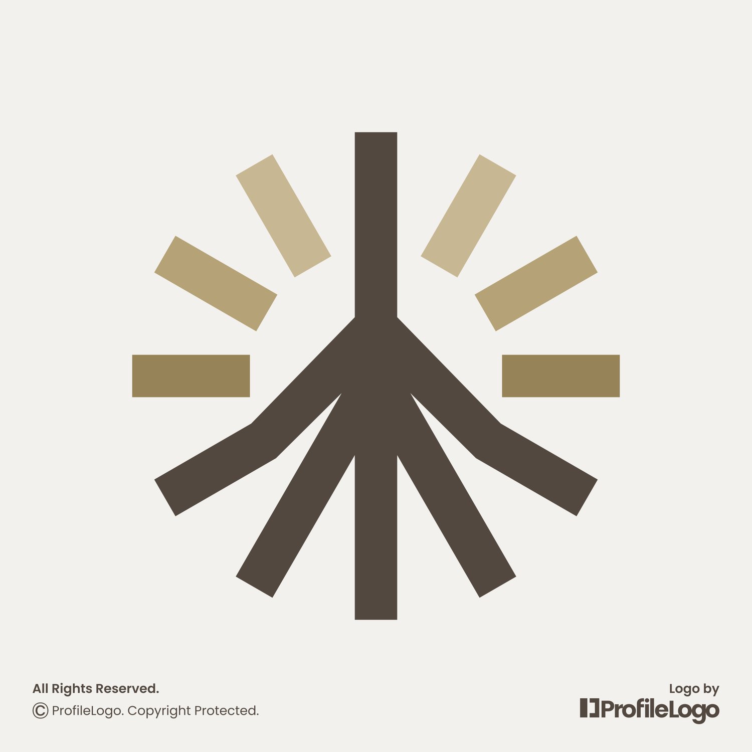Line nature plant root logo for sale by ProfileLogo with light brown background