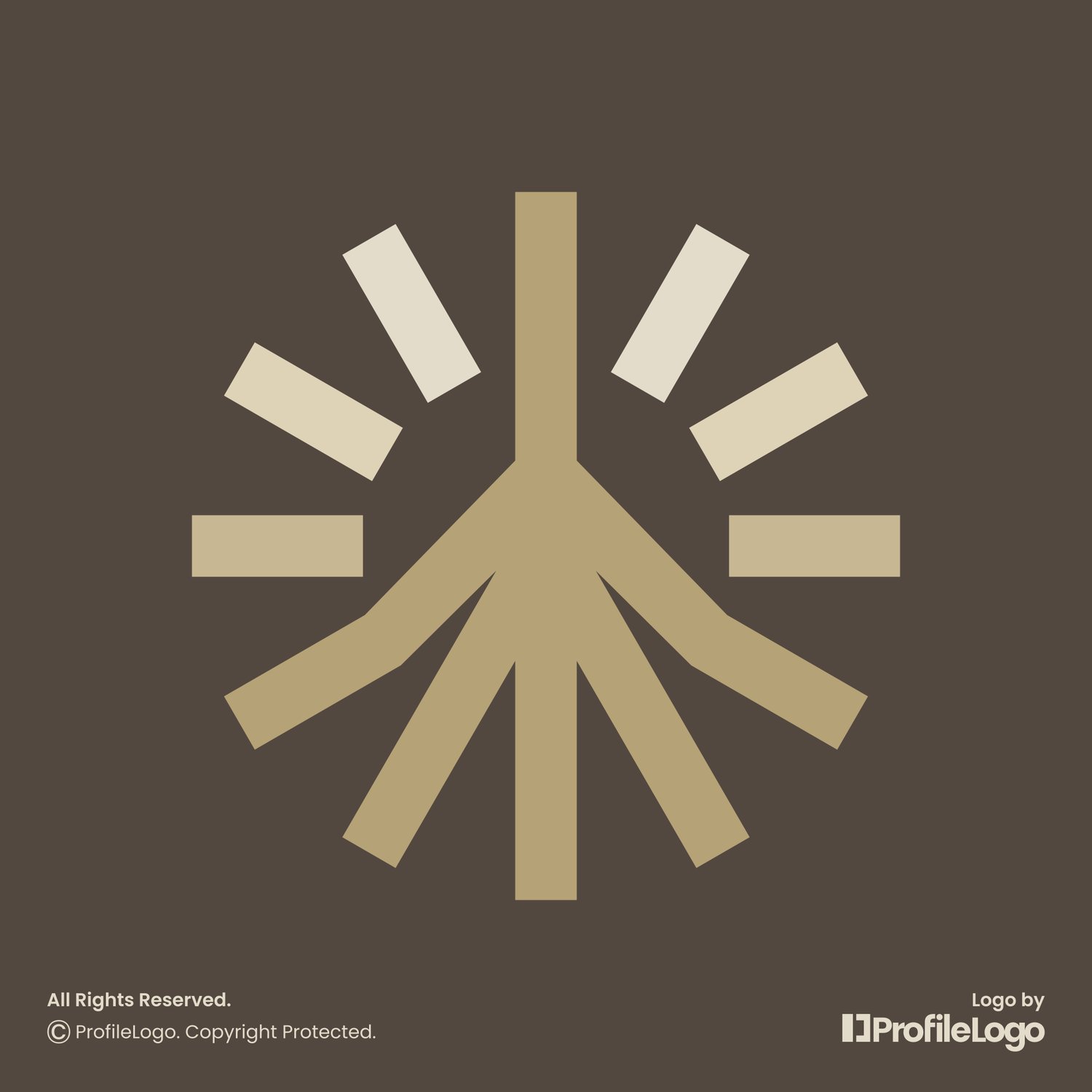 Line nature plant root logo for sale by ProfileLogo with dark brown background