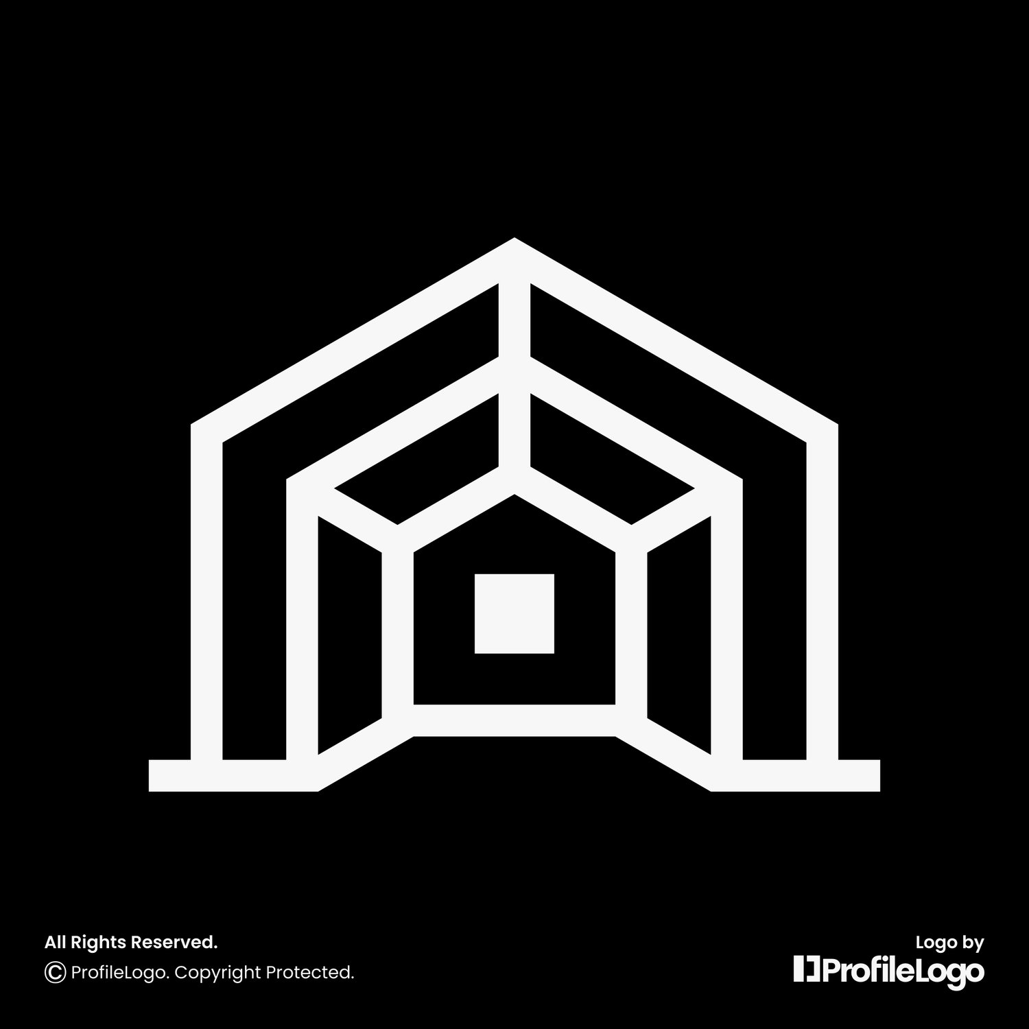Modern line house structure logo for sale by ProfileLogo with black background