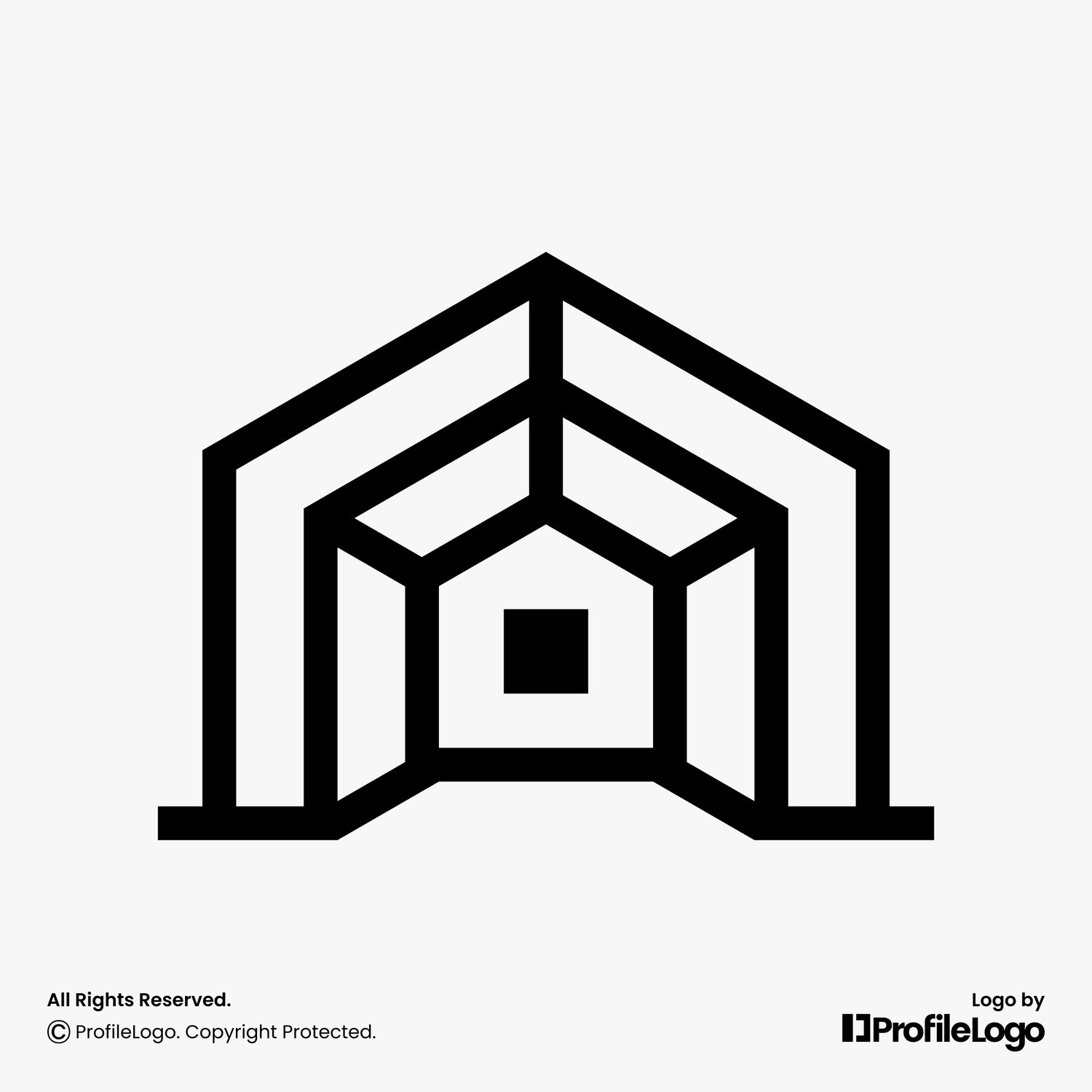 Modern line house structure logo for sale by ProfileLogo with light grey background