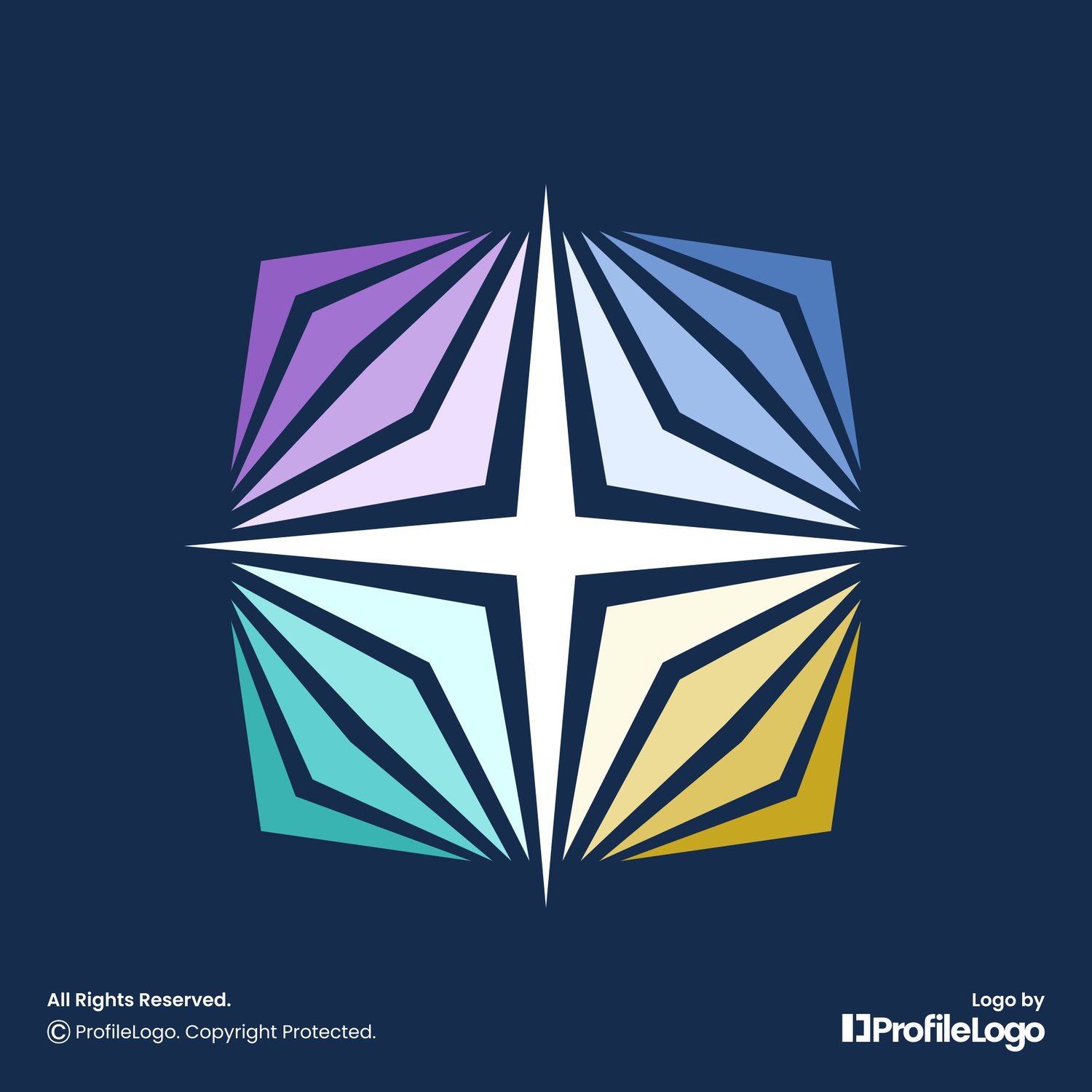 Colorful abstract sparkle star logo for sale by ProfileLogo with dark blue background