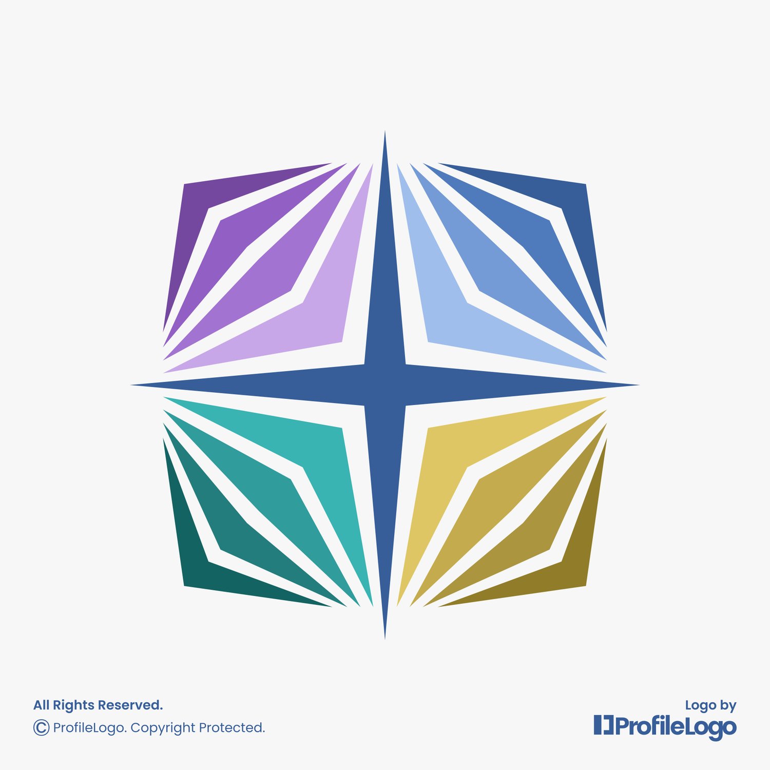 Colorful abstract sparkle star logo for sale by ProfileLogo with light grey background
