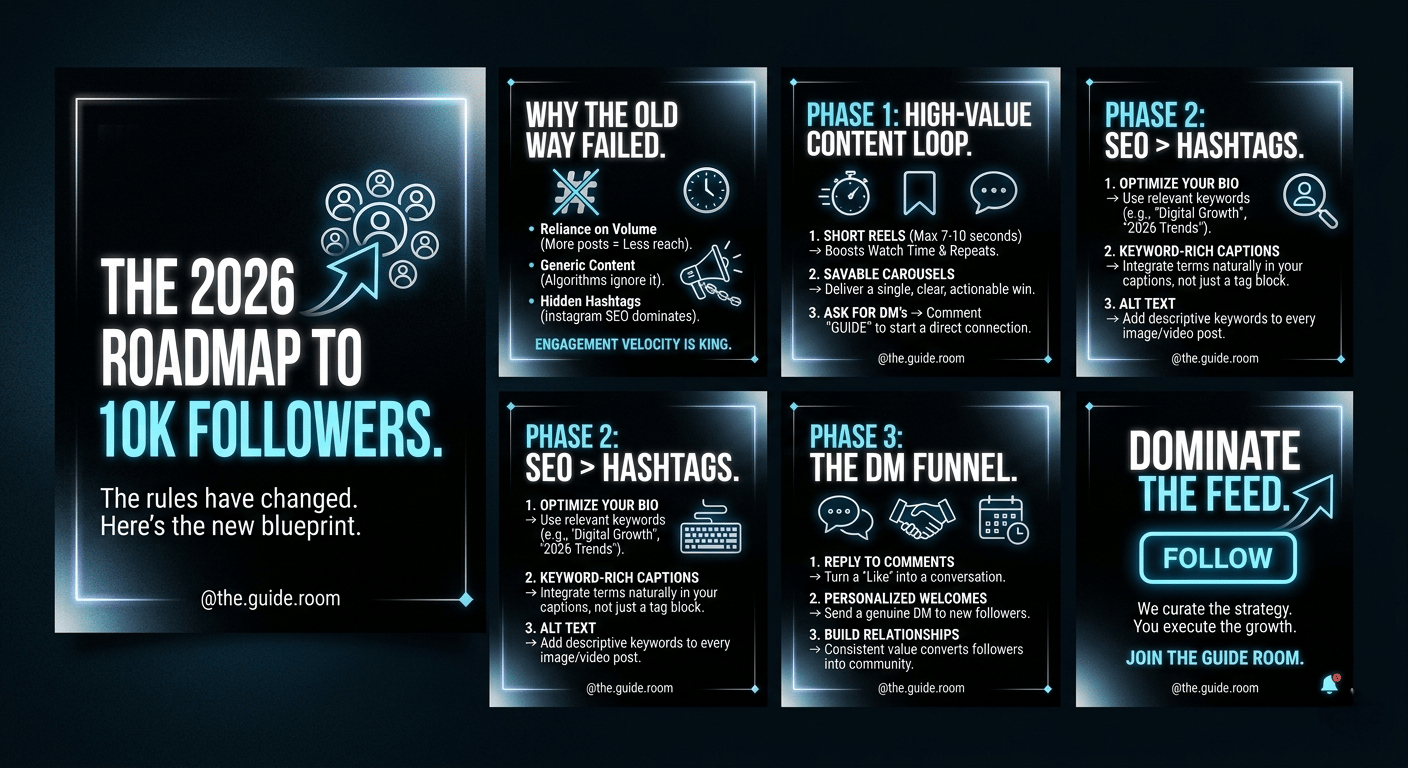 The 2026 Roadmap to 10K Followers — a high‑precision system for creators who want predictable Instagram growth. Learn the new content loop, SEO strategy, DM funnel, and 10‑day execution plan. No fluff. Only what works in 2026.