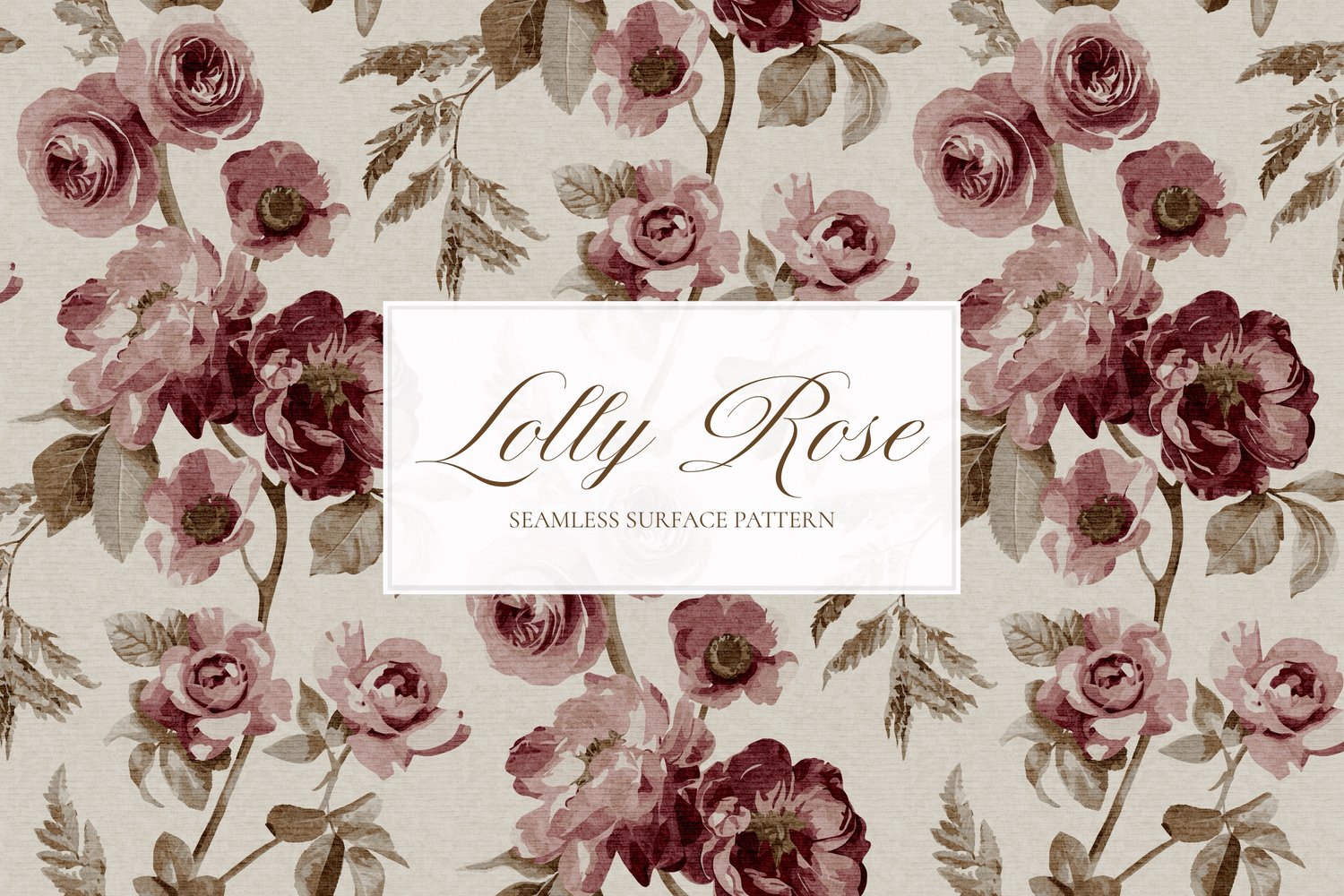 Mauve vintage rose seamless pattern design