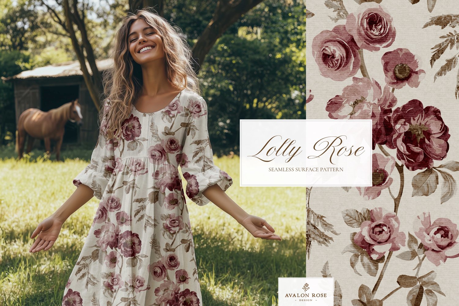 Mauve vintage rose seamless pattern design