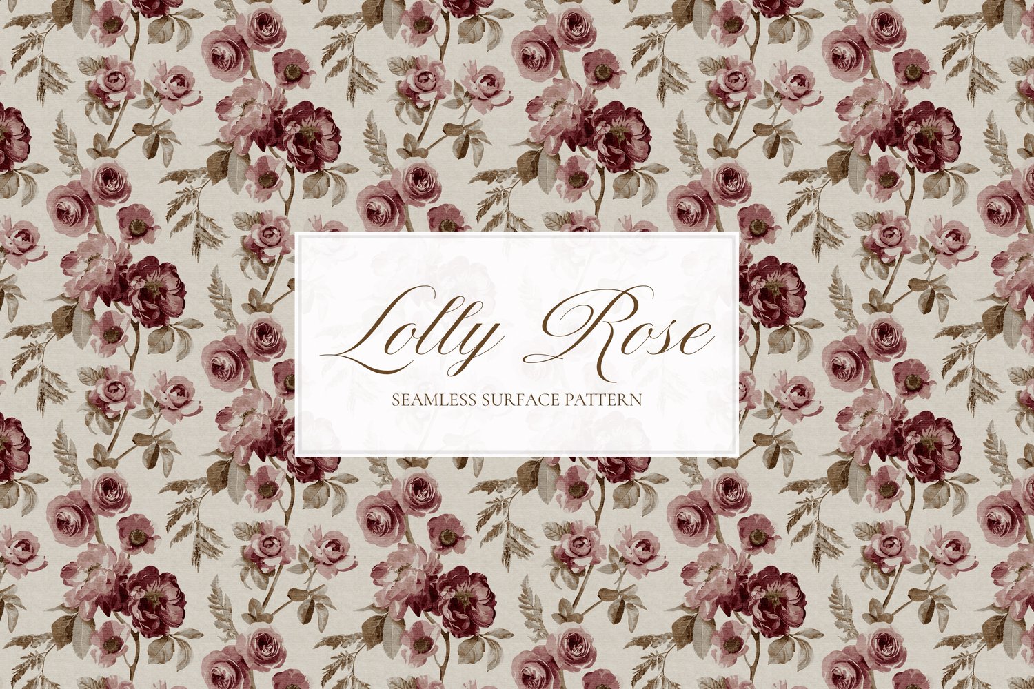 Mauve vintage rose seamless pattern design