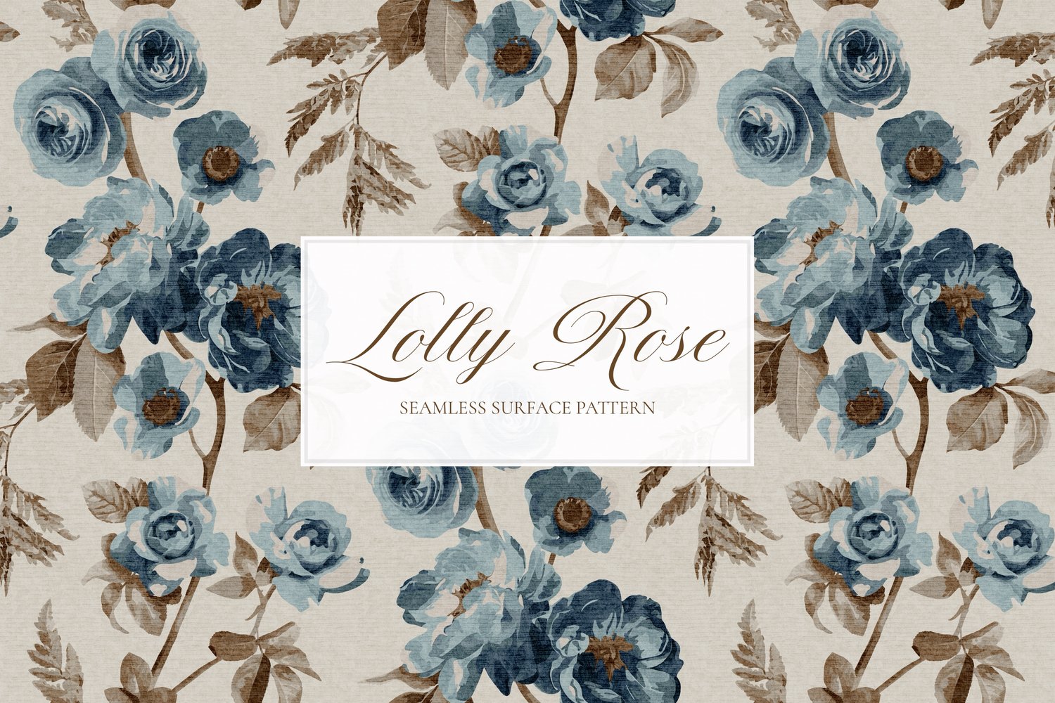 Blue vintage rose seamless pattern design