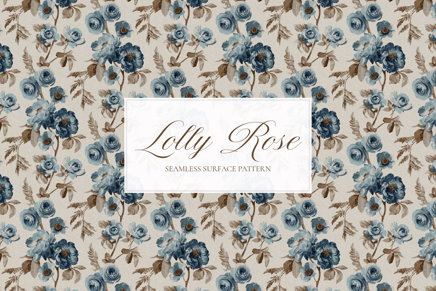 Blue vintage rose seamless pattern design