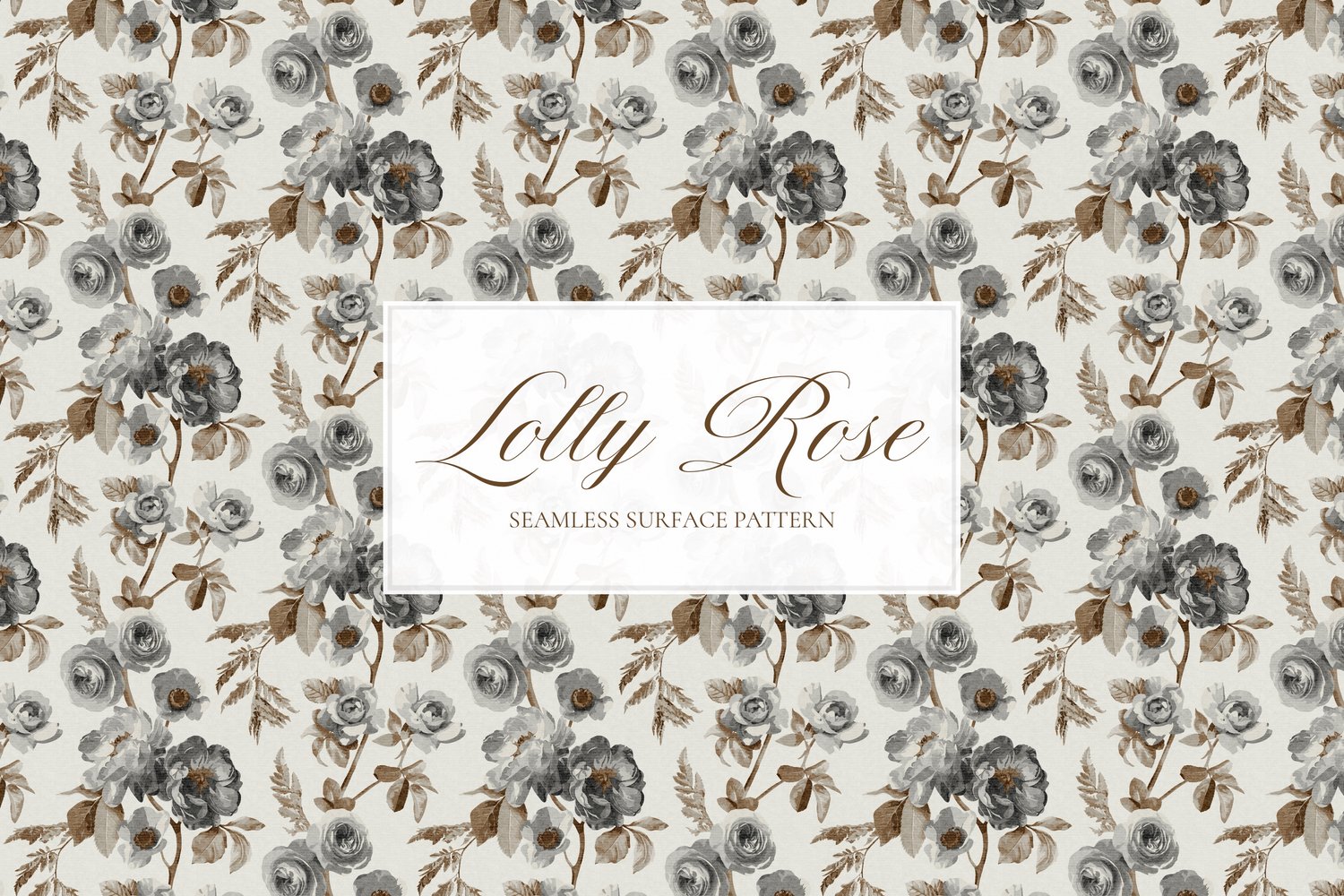 Gray vintage rose seamless pattern design