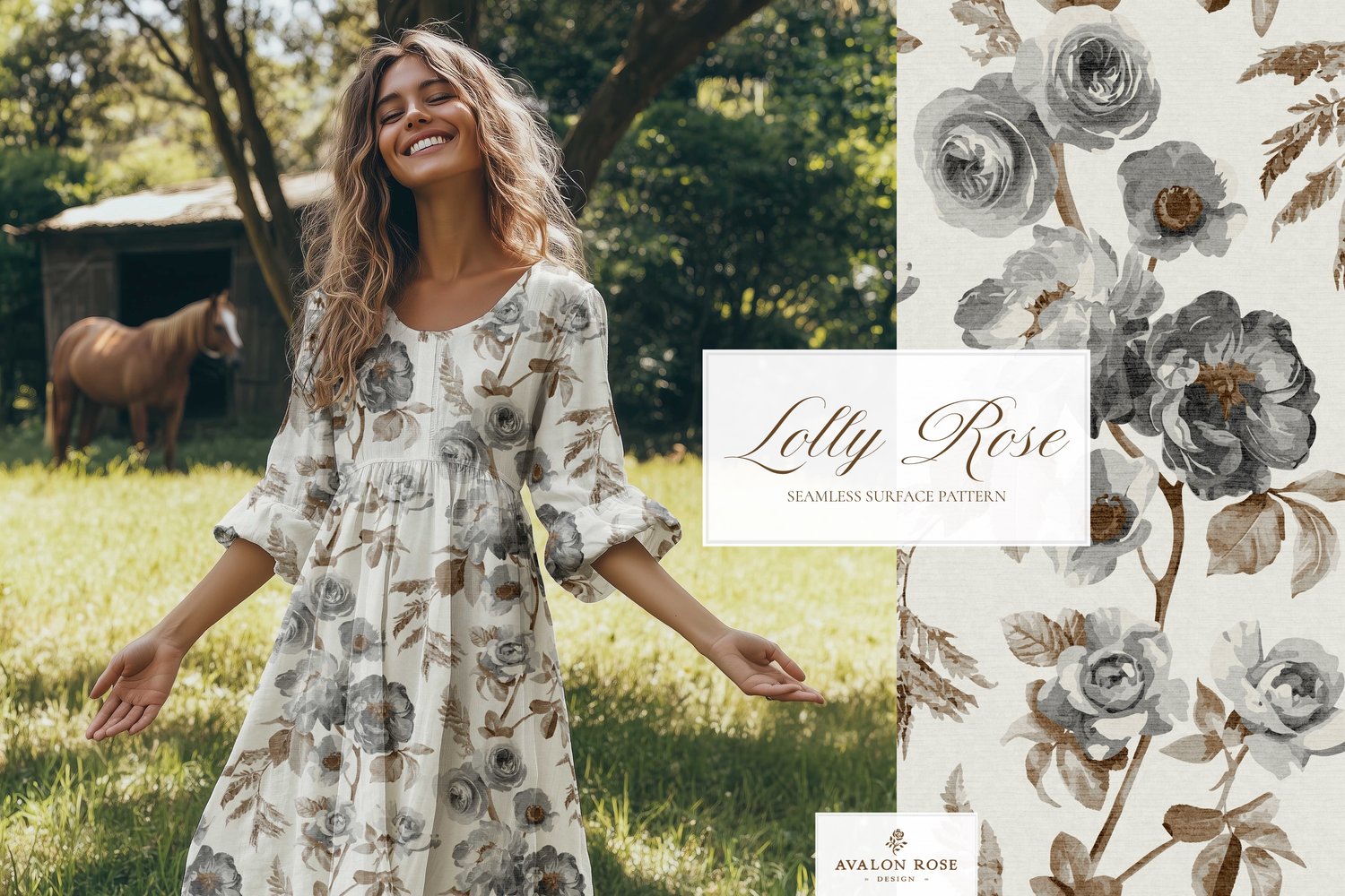 Gray vintage rose seamless pattern design