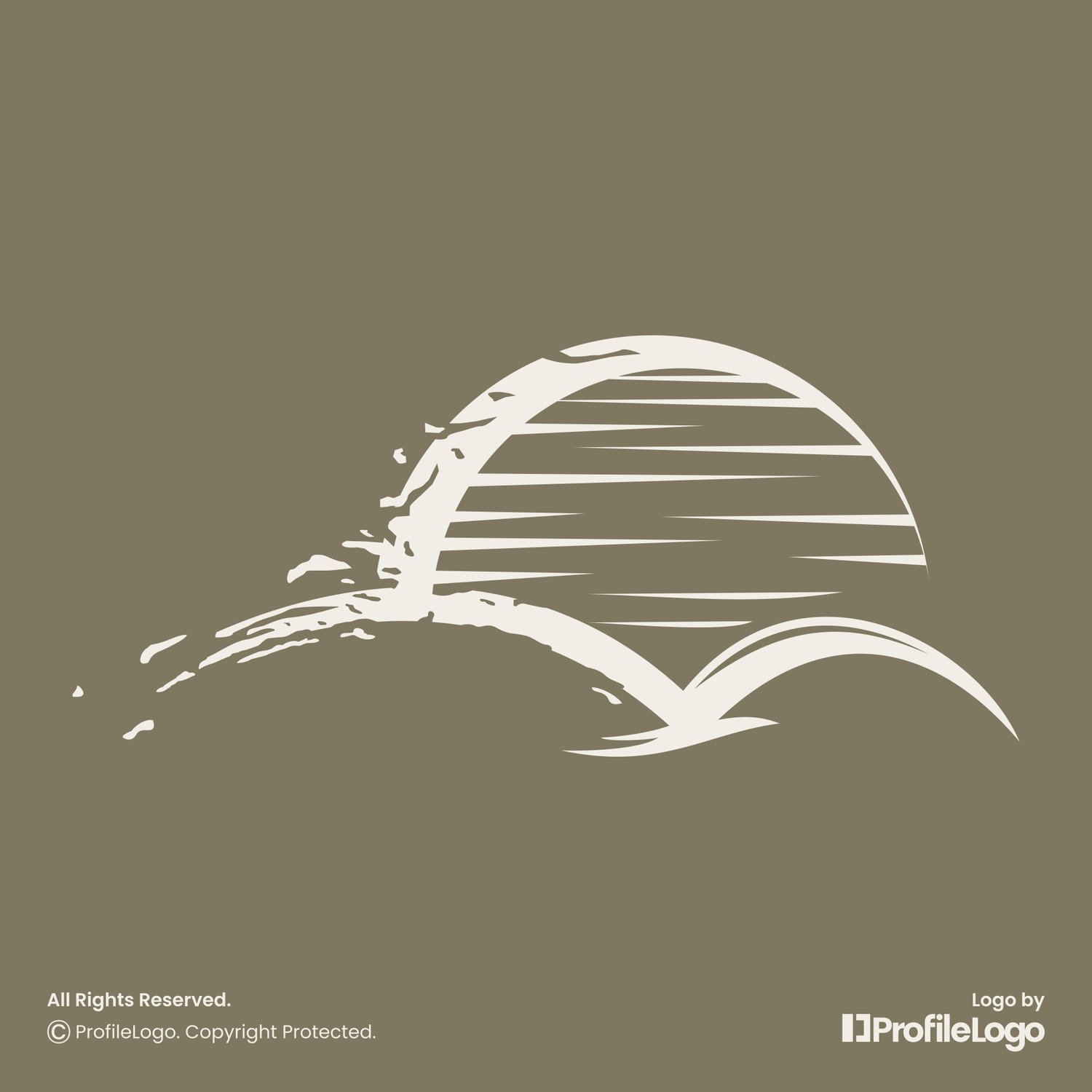 Grunge abstract sun bird logo for sale by ProfileLogo with dark brown background