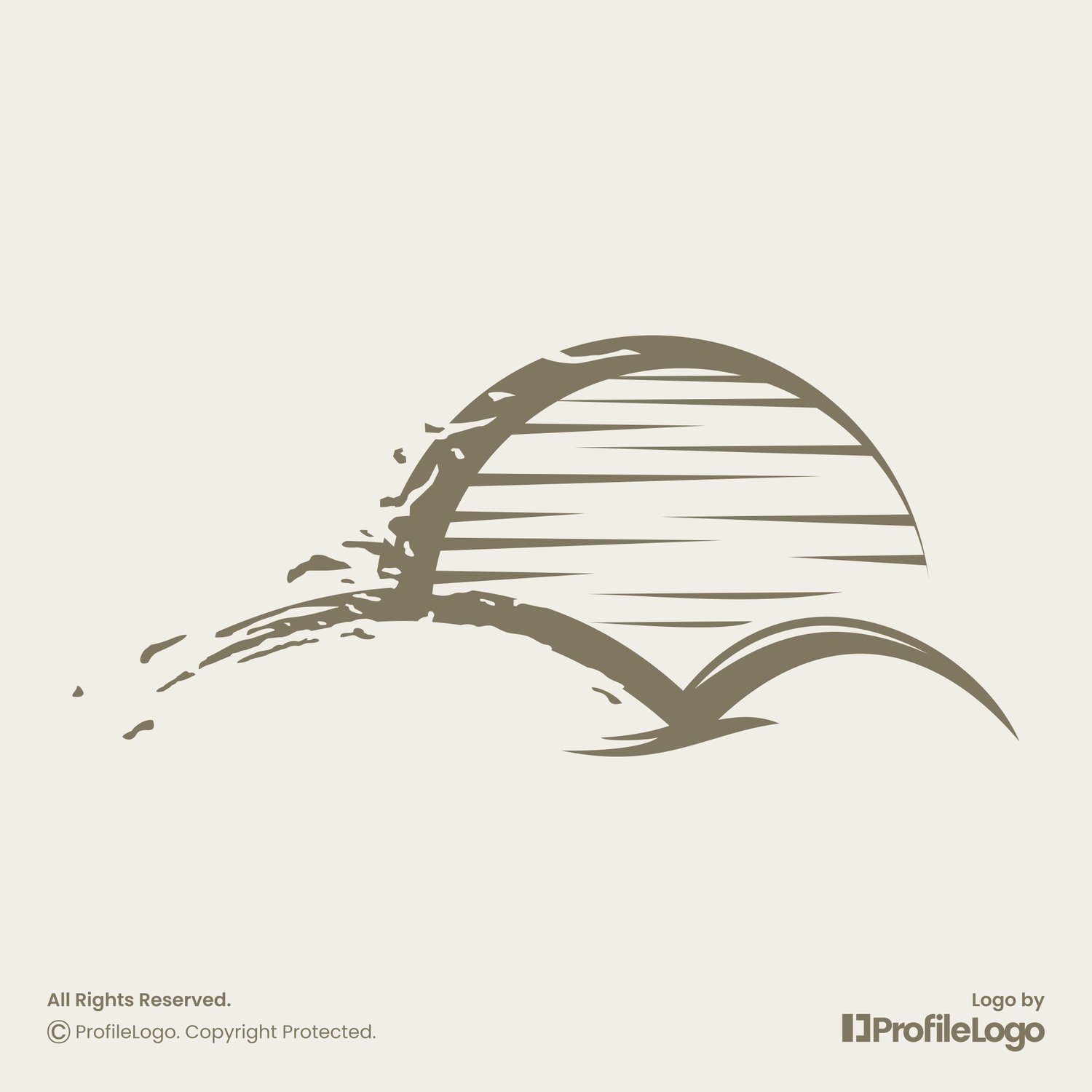 Grunge abstract sun bird logo for sale by ProfileLogo with light brown background