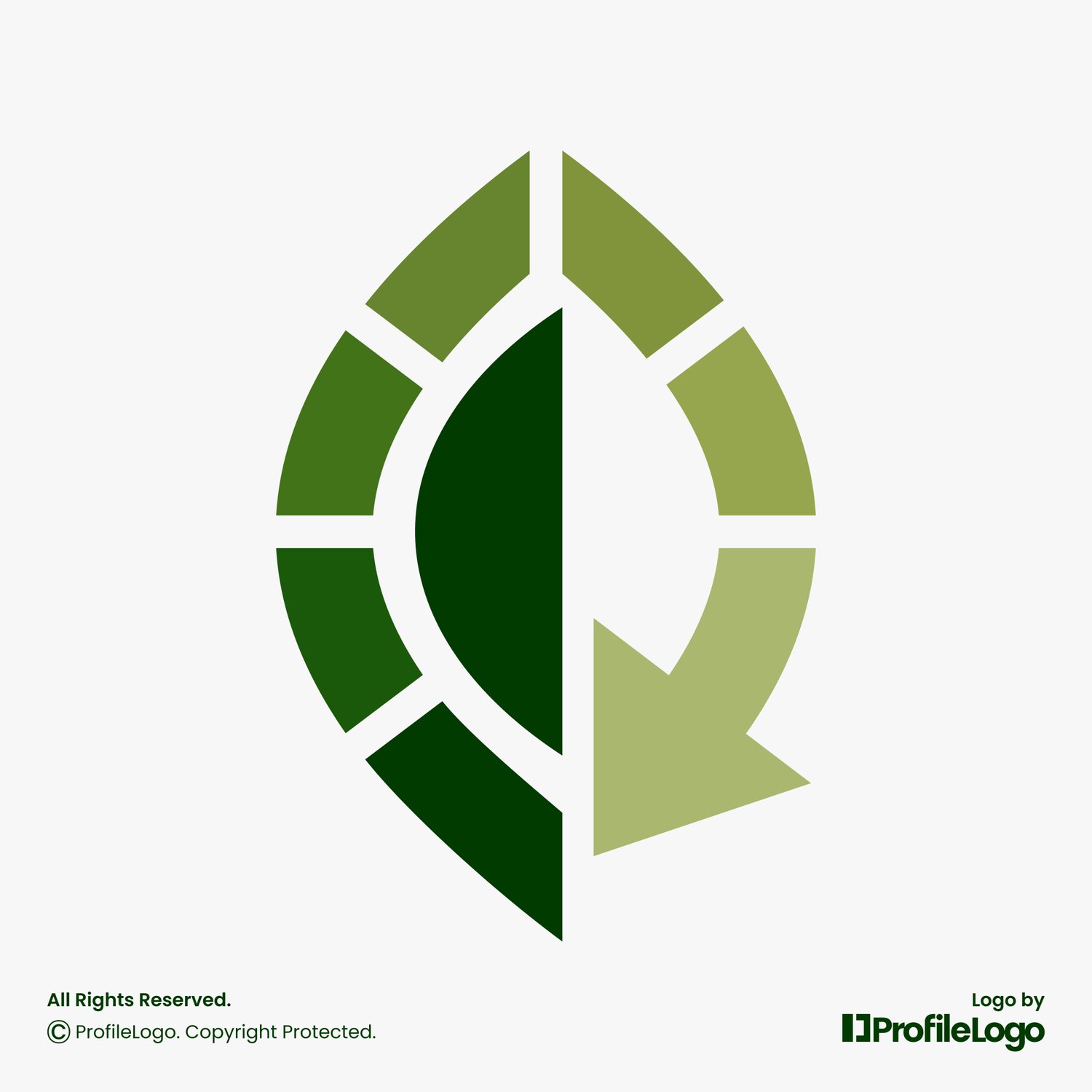 Recycle organic eco leaf logo for sale by ProfileLogo with light grey background
