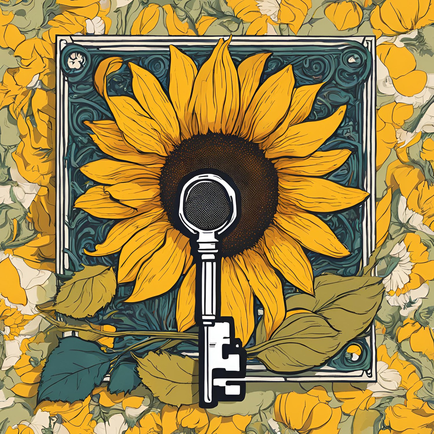Sunflower with a Key to Unlock Change