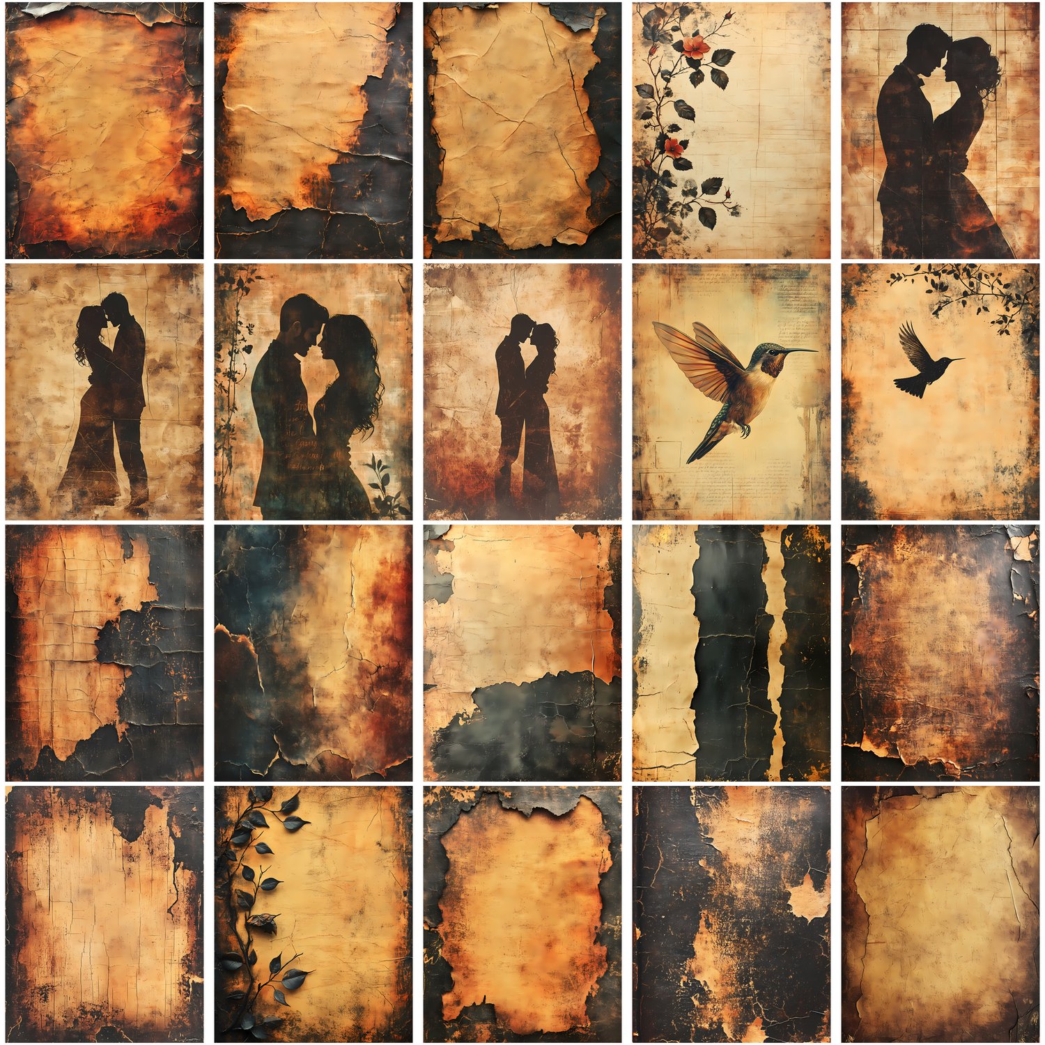 Dark Academia Junk Journal Printable Set, Vintage Burnt Paper ...