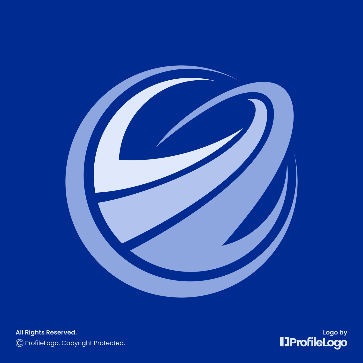 Swoosh line abstract consulting logo for sale by ProfileLogo with blue background