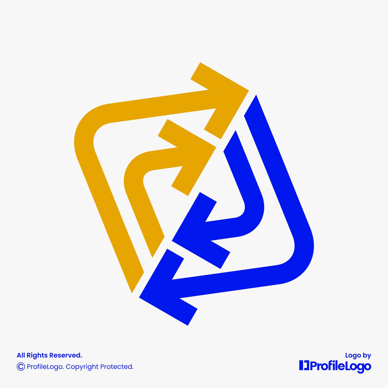 Dynamic line arrow recycle logo for sale by ProfileLogo with light grey background