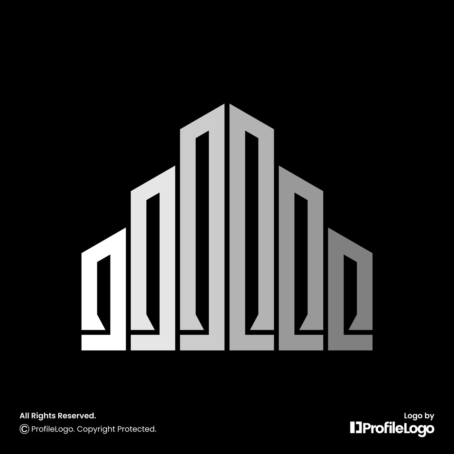 Geometric line building property logo for sale by ProfileLogo with black background