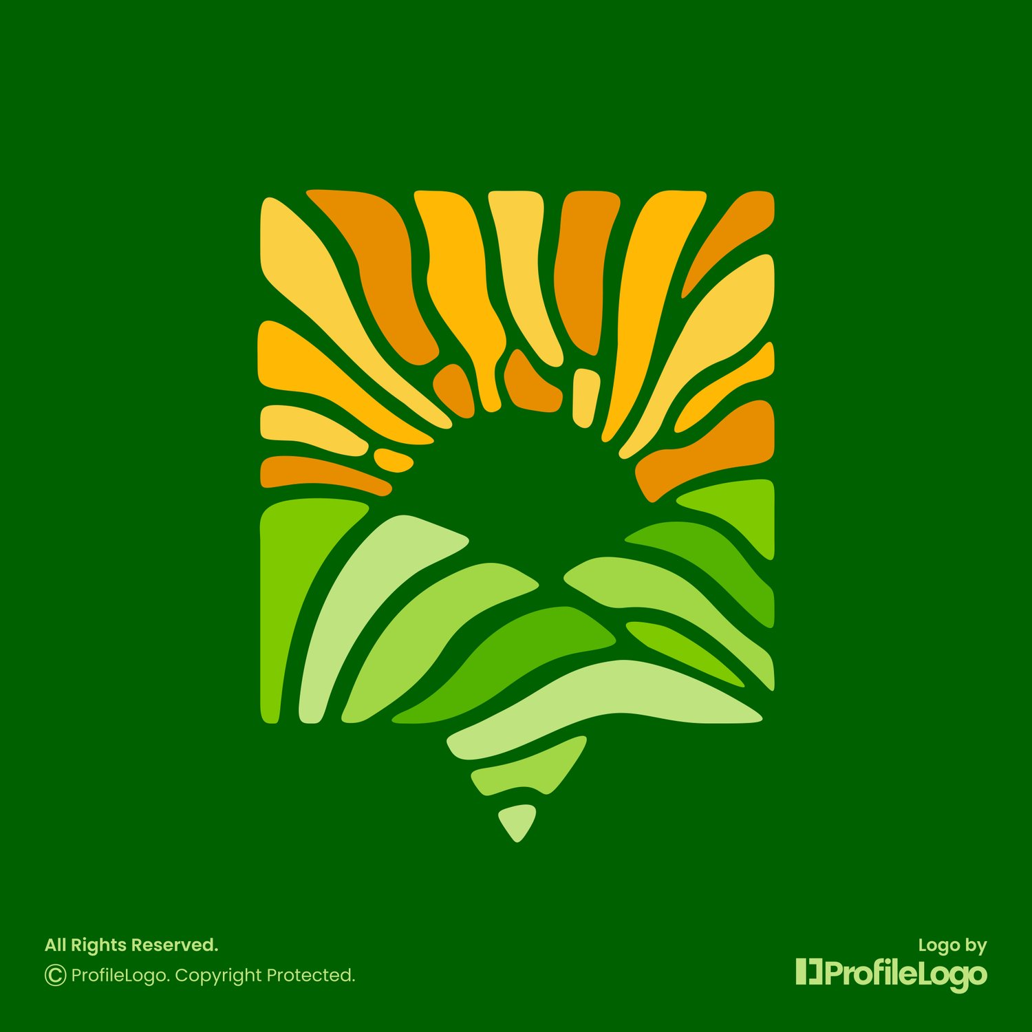 Organic sun agriculture chat logo for sale by ProfileLogo with green background