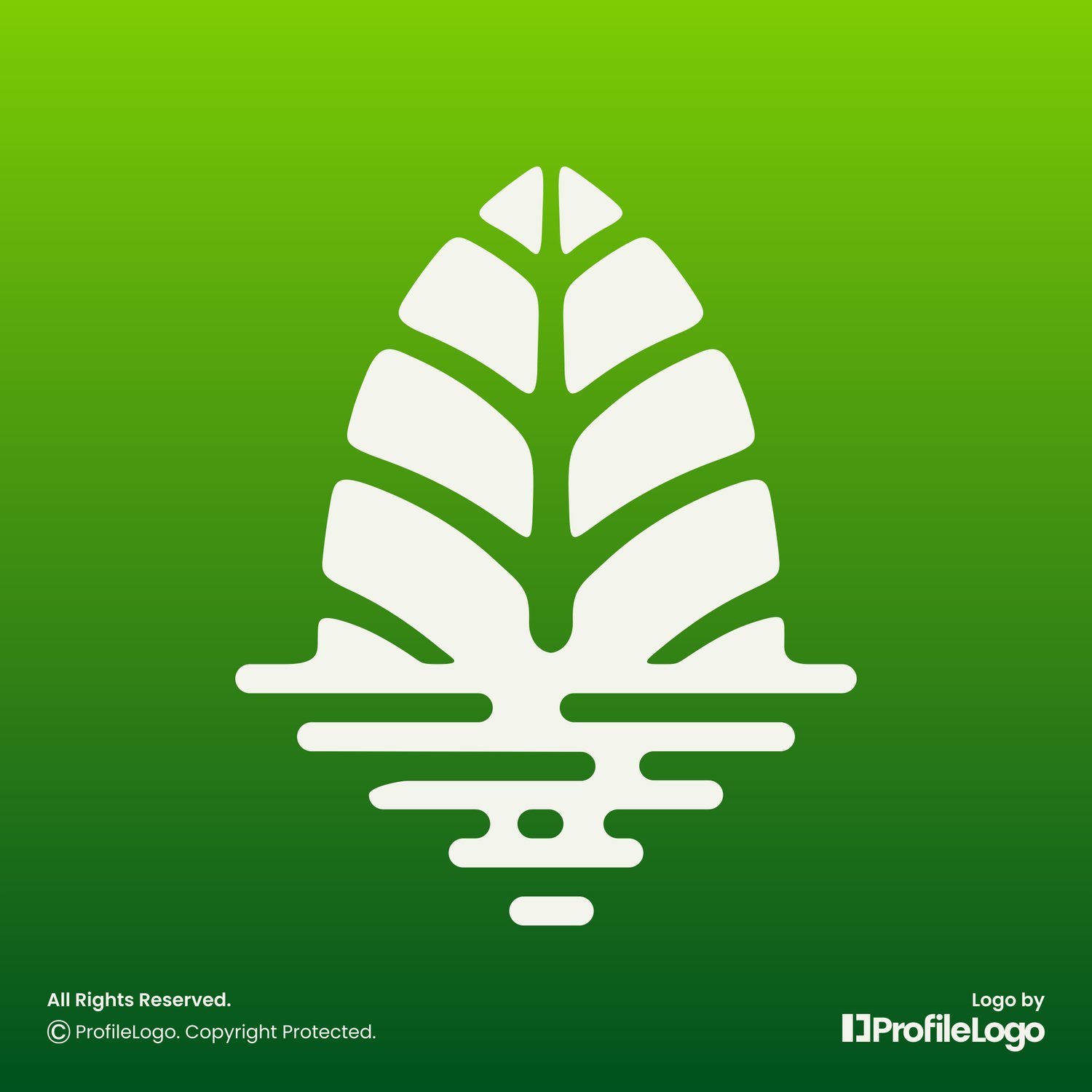 Nature organic leaf reflection logo for sale by ProfileLogo with gradient green background