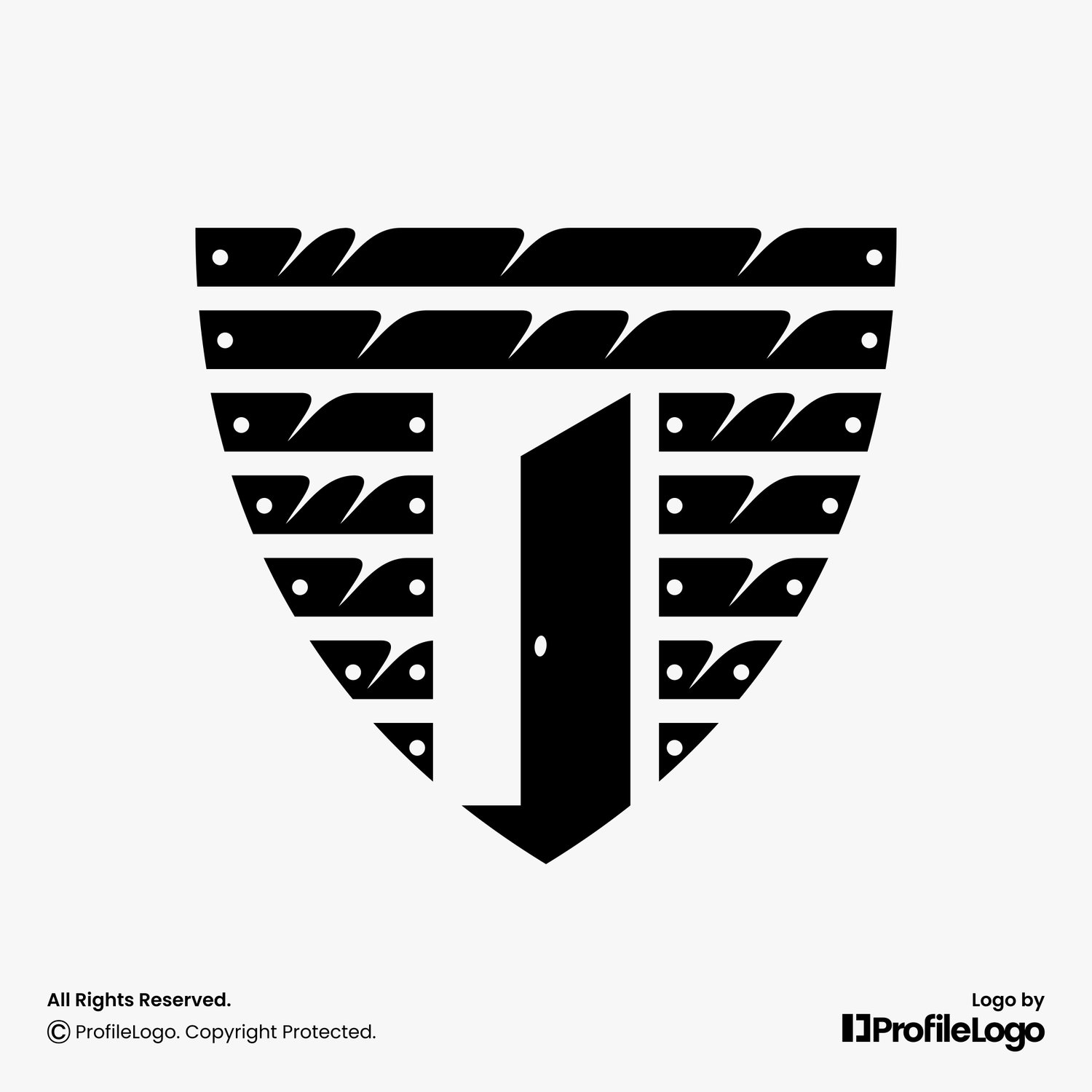 Modern security shield door logo for sale by ProfileLogo with light grey background